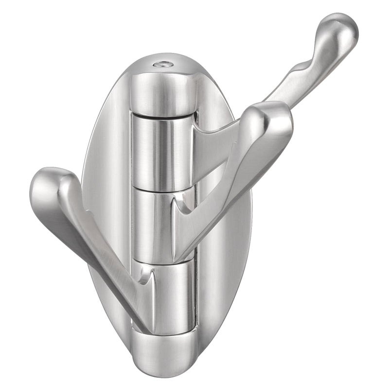 Angle Simple Bathroom Towel Hook, Metal Foldable Swivel Hook, Robe Coat Hanger for Wall, Brushed Nickel - Image 1